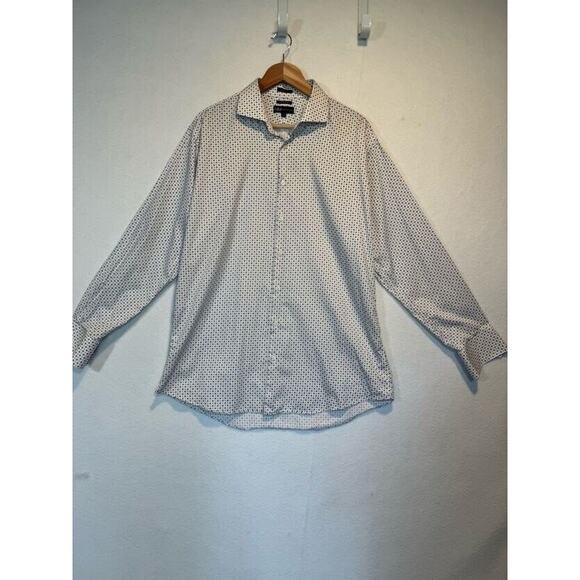 Neiman Marcus Mens Large Blue White Trim Fit Button Up Shirt 17 34/35 - Picture 1 of 11